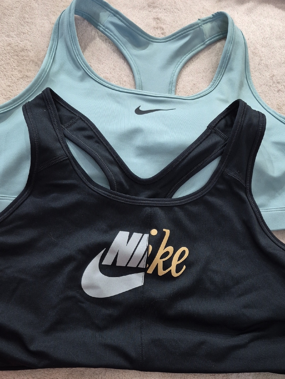 Nike Racerback Sports Bras - Black & Light Blue
